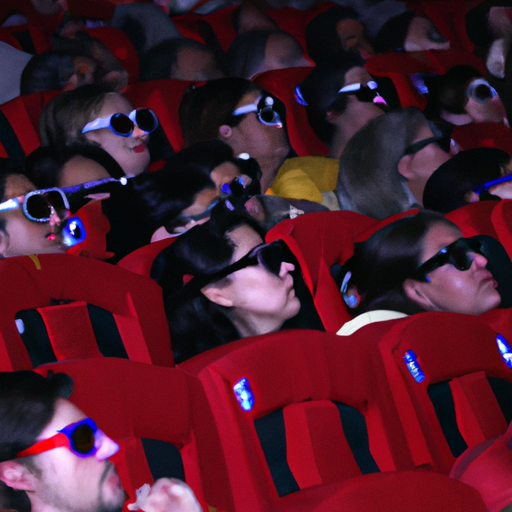 חברי קהל מרכיבים משקפי תלת מימד, מהופנטים מ-4D LEGO Movie Experience