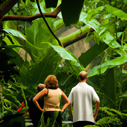 מבקרים נהנים מבית הגידול השופע והסוחף של הג'ונגל בגן החיות