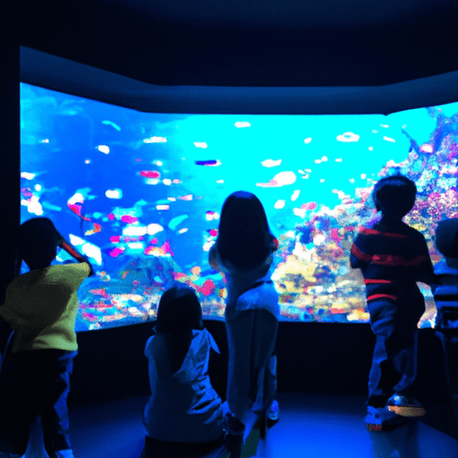 ילדים מתפעלים מהחיים הימיים הצבעוניים באקווריום ליבנה