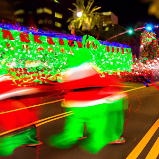 מצעד חג מולד תוסס העובר ברחובות סן דייגו.