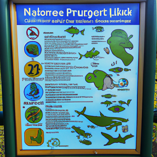 שלט המציג את הכללים והתקנות של הפארק להגנה על החיים הימיים