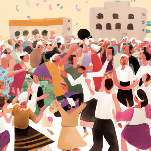 קהל התאסף לפסטיבל יהודי, רקד וחגג יחד