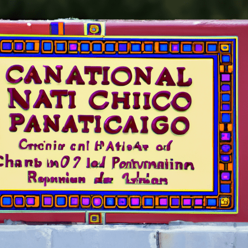 שלט המאשר את ייעודו של פארק צ'יקאנו כנקודת ציון היסטורית לאומית
